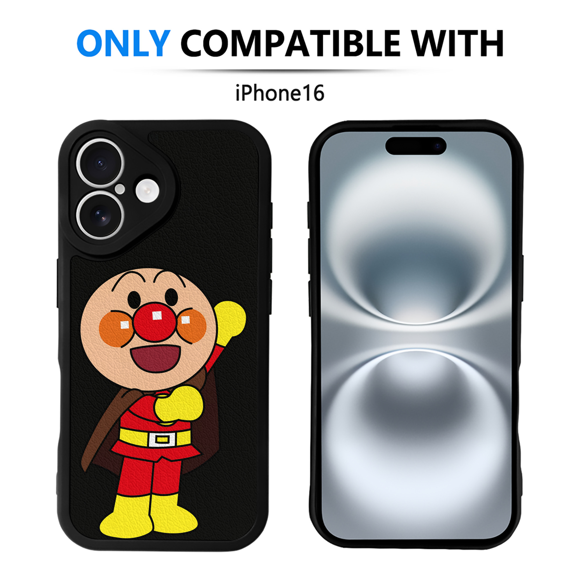 （画像用） アンパンマン Anpanman 【iPhone 16シリーズ対応】シリコンスマホケース（レザー調） 材質：シリコン